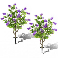 2 Pack Artificial Locust Flower Trees 39 Inch Fake Evergreen Shrubs with Ground Spikes