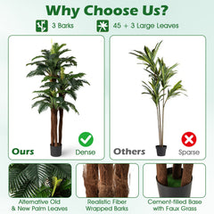 2 Pack Artificial Palm Tree 6.3 ft Tall with Adjustable Leaves