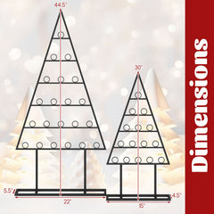 2 Pack Christmas Tree Photo Holder with 36 Round Clips and Metal Hanging Rack-Black