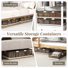 2 Pack Stackable Storage Containers Rolling Plastic Storage Bins
