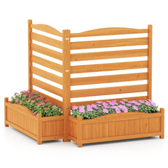 2-Panel Freestanding Outdoor Wood Privacy Screen-Yellow