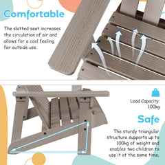 2 Person Fir Wood Adirondack Chair with High Backrest-Gray
