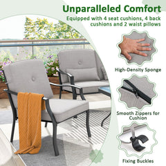 2 Piece Patio Metal Chairs with Seat and Back Cushions