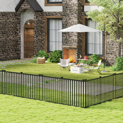 2 Piece 80 x 51 Inch Vinyl Picket Fence for Garden-Black