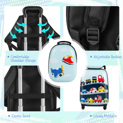 2 Pieces Kids Carry-on Luggage Set with 12 Inch Backpack-Blue