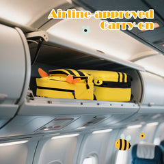 2 Pieces Kids Luggage Set on Wheels with Anti-Lose Rope and Retractable Rod-Yellow