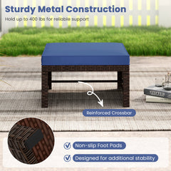 Multipurpose Outdoor 2 Pieces Patio PE Rattan Ottomans Footstool