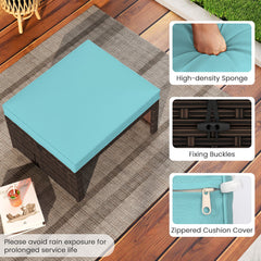 Multipurpose Outdoor 2 Pieces Patio PE Rattan Ottomans Footstool