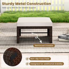Multipurpose Outdoor 2 Pieces Patio PE Rattan Ottomans Footstool
