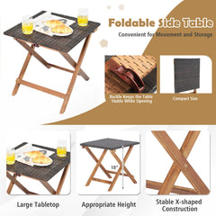 Patio Chaise Lounge and Table Set with 4-Level Adjustable Backrest