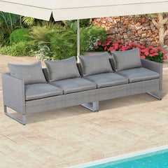 2 Pieces Patio Furniture Sofa Set with Cushions and Sofa Clips