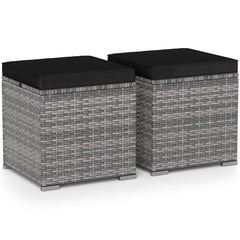 2 Pieces Patio Ottoman with Hidden Storage Space-Mix Grey