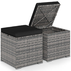 2 Pieces Patio Ottoman with Hidden Storage Space-Mix Grey