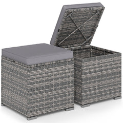 2 Pieces Patio Ottoman with Hidden Storage Space-Mix Grey