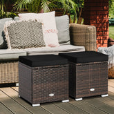 2 Pieces Patio Ottoman with Hidden Storage Space-Black