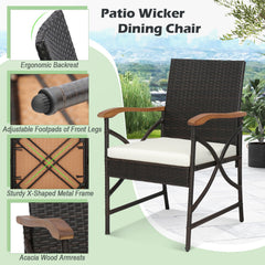Set of 2/4 Patio Wicker Chairs with Soft Zippered Cushion