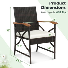 Set of 2/4 Patio Wicker Chairs with Soft Zippered Cushion