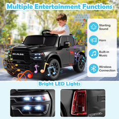 2 Seater 24V Ride on Toy for Big Kids Licensed Ram Truck with Remote and Music