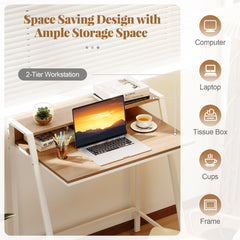 2 Tier Computer Desk PC Laptop Table Study Writing Home Office Workstation New