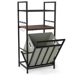 2-Tier Laundry Hamper with Tilt-out Basket-Black