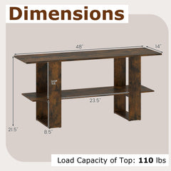 2-Tier TV Stand with Storage for TVs up to 55 Inch Console Table with Open Shelf