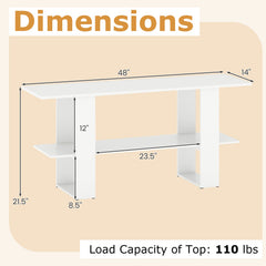 2-Tier TV Stand with Storage for TVs up to 55 Inch Console Table with Open Shelf