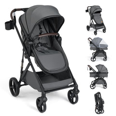 2 in 1 Baby Stroller with Bassinet Mode High Landscape with Reversible Seat and Canopy