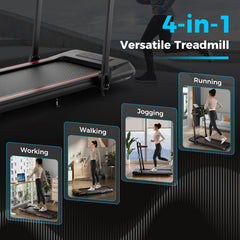 2 in 1 Folding Treadmill with Incline with Remote Control