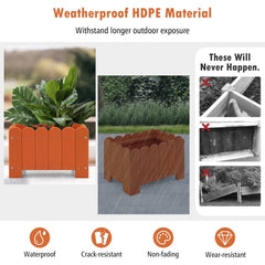 2 Pack Rectangular Planter Box with Drainage Gaps for Front Porch Garden Balcony