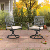 2 Pieces Outdoor Swivel Chairs Patio Dining Chairs with Padded Cushions-Beige