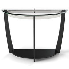 2-tier Tempered Glass Console Table with Clear Glass Top and Open Shelf