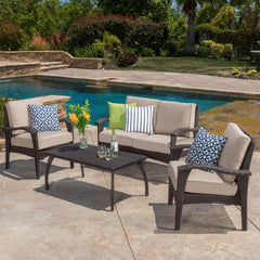 Honolulu 4PC PE Wicker Outdoor Seating Set in Brown and Tan