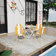 modern striped chair set with folding table