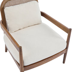 Elliston Rattan Backrest Solid Wood Accent Chair with Cushions - Set of 2