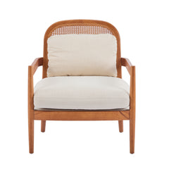 Elliston Rattan Backrest Solid Wood Accent Chair with Cushions - Set of 2