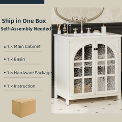 31' Vintage Farmhouse Bathroom Vanity with Ceramic Sink