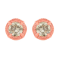 14K Yellow Gold Plated .925 Sterling Silver 1.0 Cttw Round Brilliant Cut Diamond Solitaire Milgrain Stud Earrings (K-L Color, I2-I3 Clarity)