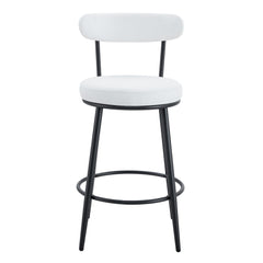 Fashionable Ergonomic High Legged Bar Chairs with White Fabric Cushions - Set of 2