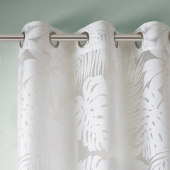 Palm Leaf Burnout Sheer Window Curtain White 50x84