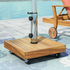 RALPH Square Umbrella Base with Teak Finish and Acacia Wood Construction