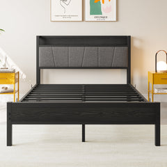 Full Size Bed Frame Storage Headboard with Charging Station