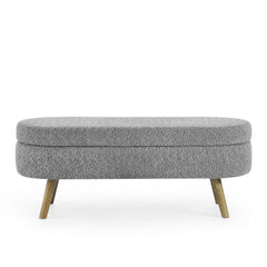Ottoman Oval Storage Bench With Rubber Wood Legs
