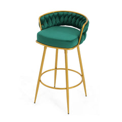 Modern Low Back Upholstered Counter Height Bar Stools (Set of 2)