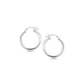 Sterling Silver Polished Hoop Motif Earrings with Rhodium Plating (20mm)