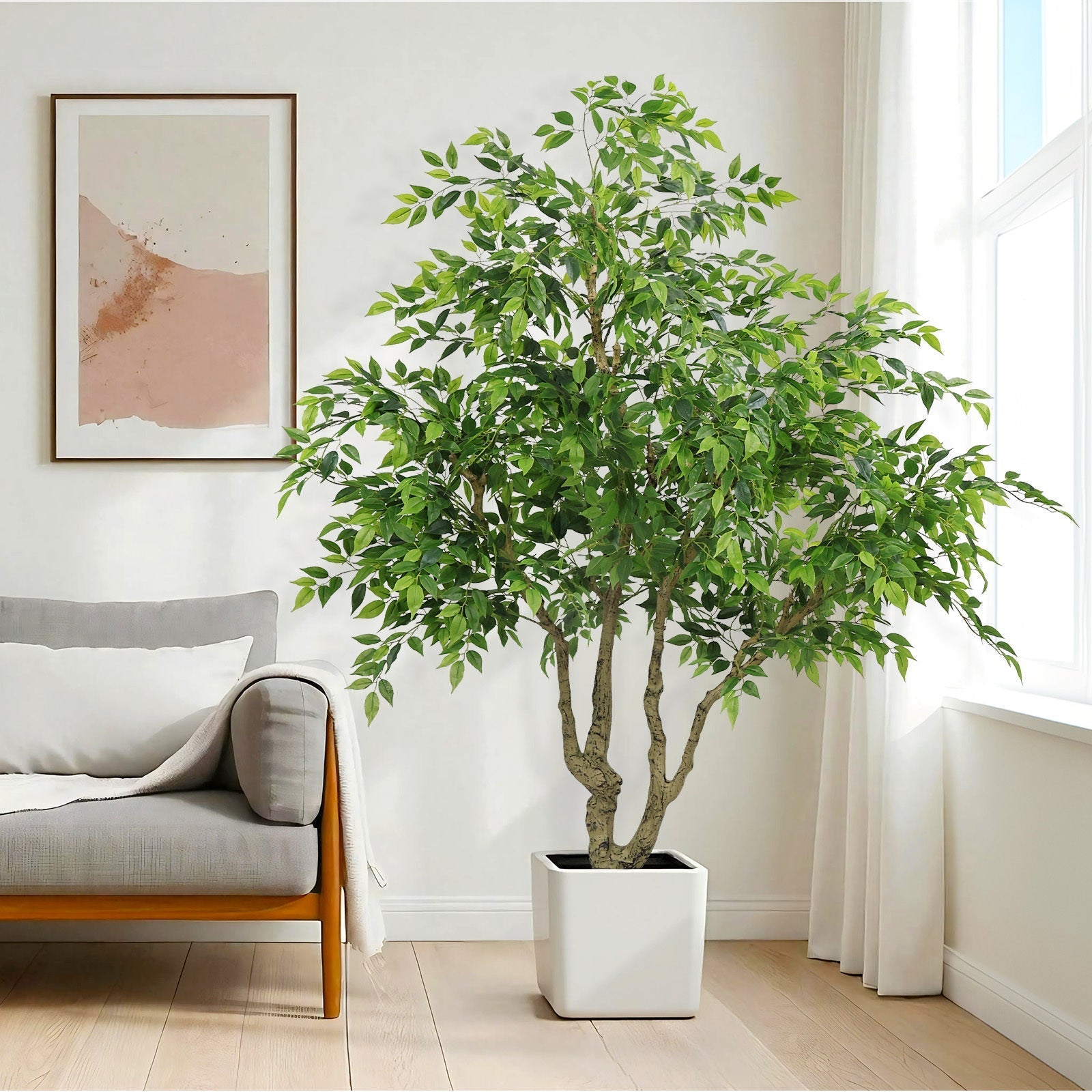 7FT Artificial Banyan Tree Realistic Silk Leaves