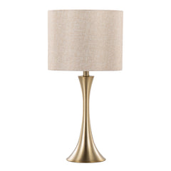 Lenuxe 24" Contemporary Metal Table Lamps in Gold with Linen Shades - Set of 2
