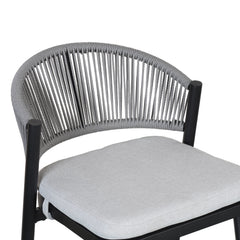 Outdoor Bar Height Metal Frame Counter Stools with Scallop-shaped Backrest & Water-resistant Cushions - Set of 2