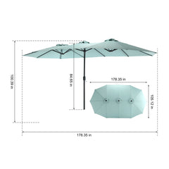 14.8 Ft Double Sided Outdoor Umbrella Rectangular Large with Crank (Navy Blue) (No Base)