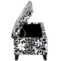Luxury Storage Ottoman with Floral Patterned Fabric