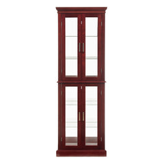 Curio Cabinet Lighted Curio Diapaly Cabinet With Adjustable Shelves And Mirrored Back Panel, Tempered Glass Doors (6 Tier), (E26 Light Bulb Not Included)